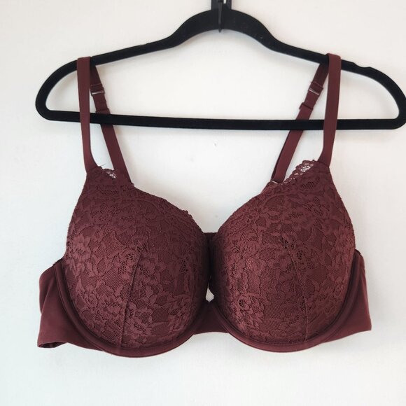 Skims Lace Padded Push-Up Bra Plum Purple Adjustable Straps Women's 42C - Picture 1 of 6